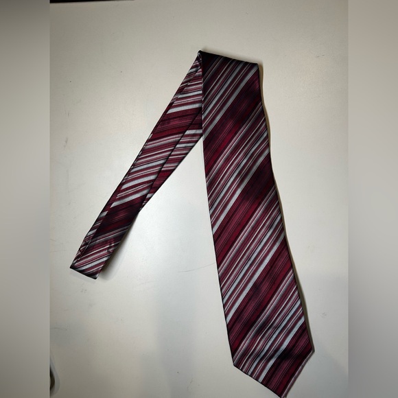 Fabio Fazio PURE SILK Striped Burgundy and Gray Men\'s Tie handmade